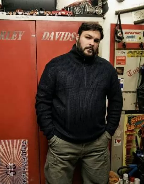 Мъжки черен пуловер с яка Marine Troyer, Блузи и Ризи - Hoodstyle.bg