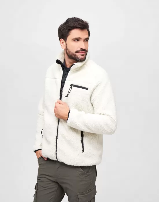 Мъжко яке от плюшен полар в бяло Brandit, Зимни якета - Hoodstyle.bg