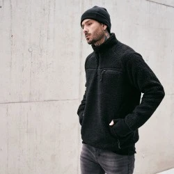 Мъжко яке от плюшен полар в черно Brandit Teddyfleece Troyer