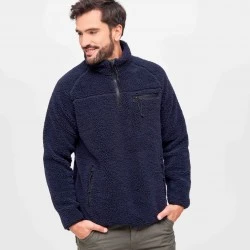 Мъжко яке от плюшен полар в тъмносин Brandit Teddyfleece Troyer