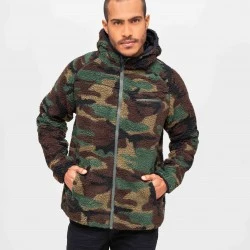Мъжко пухкаво яке в зелен камуфлаж Brandit Teddyfleece Worker