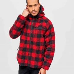 Мъжко карирано яке в червено Brandit Teddyfleece Worker