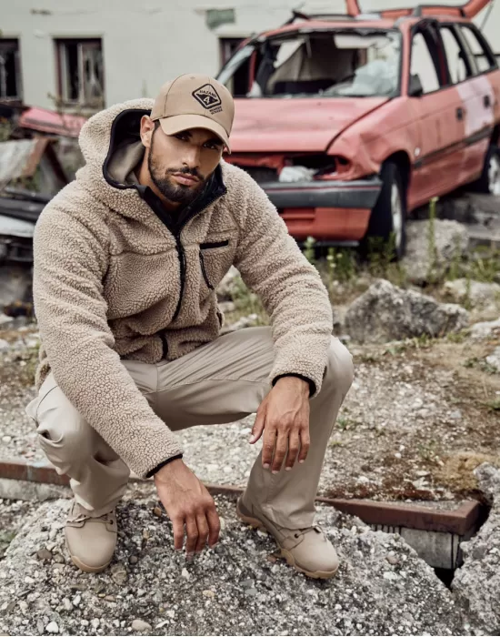 Мъжко пухкаво яке в цвят камел Brandit Teddyfleece Worker, Якета - Hoodstyle.bg