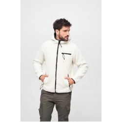 Мъжко пухкаво яке в бял цвят Brandit Teddyfleece Worker