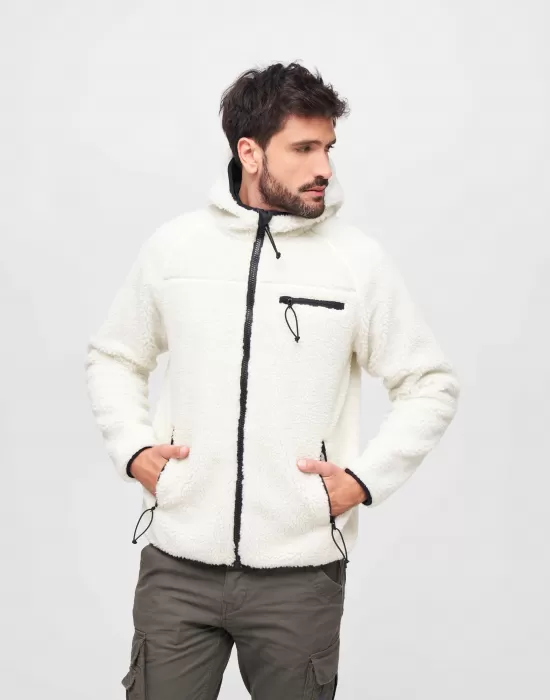 Мъжко пухкаво яке в бял цвят Brandit Teddyfleece Worker, Якета - Hoodstyle.bg