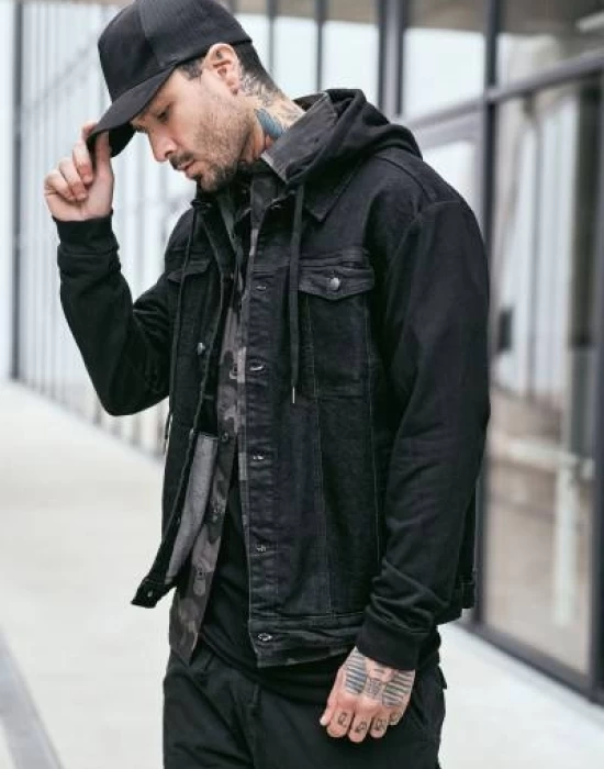 Мъжко дънково яке в черен цвят Brandit Cradock, Пролет / Есен - Hoodstyle.bg