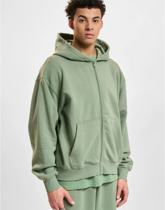 Мъжки суичър с качулка в зелен цвят DEF Zip Hoodie, Суичъри - Hoodstyle.bg