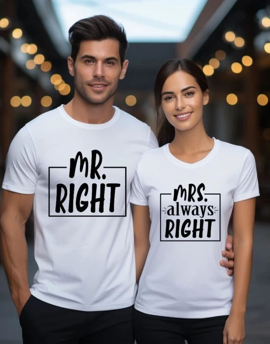 Тениски за двойки Mr. and Mrs. Right, Тениски - Hoodstyle.bg
