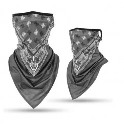 Бандана маска с уши в тъмносив цвят HoodStyle Bandana Design Paisley