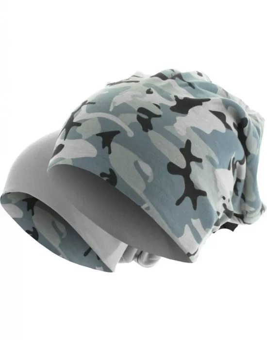 Бийни шапка с две лица в сив камуфлаж MSTRDS Printed Jersey Beanie, Шапки бийнита - Hoodstyle.bg