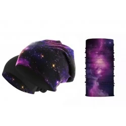 Комплект бийни шапка и бандана шал PURPLE STARRY SKY