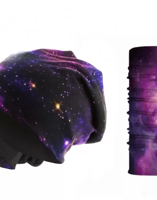 Комплект бийни шапка и бандана шал PURPLE STARRY SKY, Шапки бийнита - Hoodstyle.bg