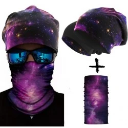 Комплект бийни шапка и бандана шал PURPLE STARRY SKY