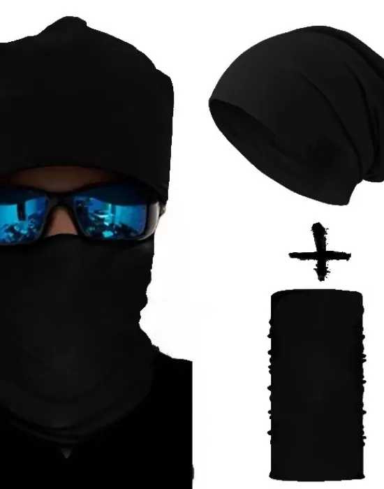 Комплект бийни шапка и бандана шал BLACK, Шапки бийнита - Hoodstyle.bg