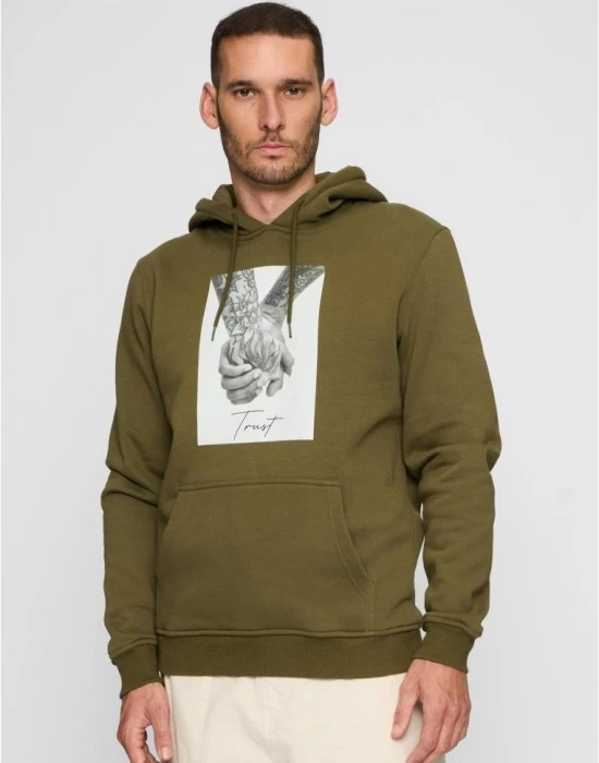 Мъжки суичър в цвят маслина Mister Tee Trust 2.0, Суичъри - Hoodstyle.bg