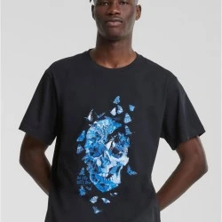 Мъжка тениска в черен цвят Mister Tee Butterfly Skull