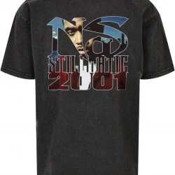 Мъжка тениска в черен цвят Mister Tee Nas Stillmatic Acid Washed Oversize