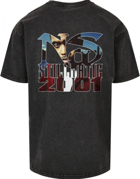 Мъжка тениска в черен цвят Mister Tee Nas Stillmatic Acid Washed Oversize, Овърсайз - Hoodstyle.bg