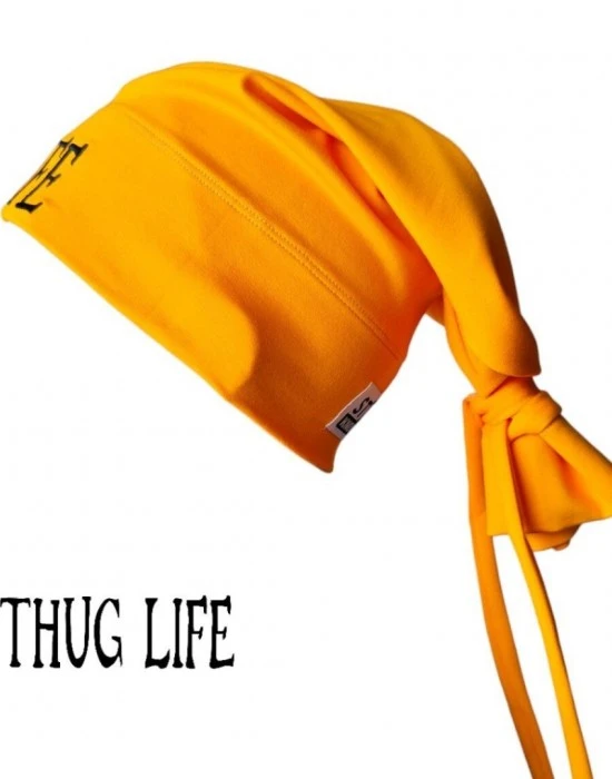 Бийни шапка в жълто с бродерия Thug life Beanie Street Knowledge, Шапки бийнита - Hoodstyle.bg