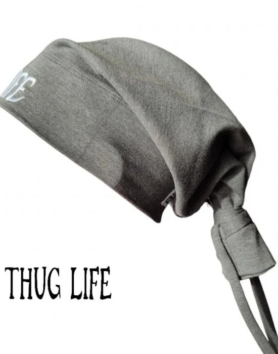 Бийни шапка в тъмносиво с бродерия Thug life Beanie Street Knowledge, Шапки бийнита - Hoodstyle.bg