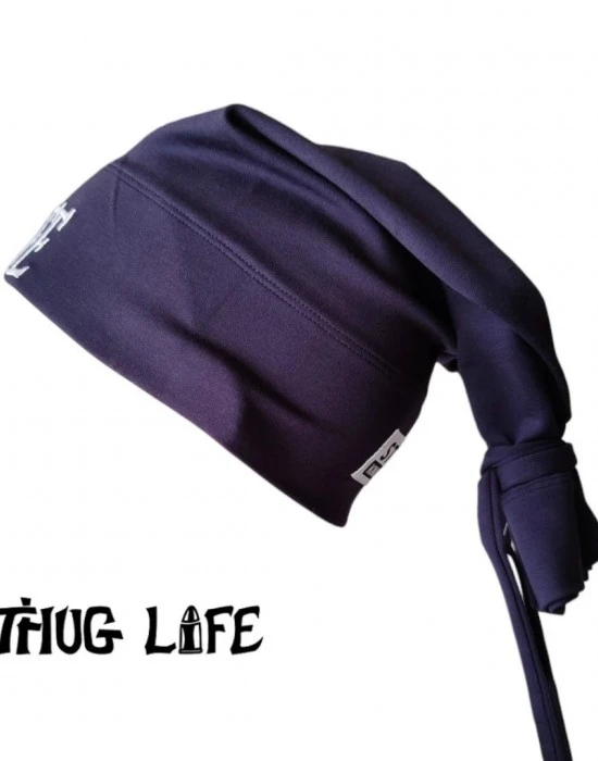 Бийни шапка в тъмносиньо с бродерия Thug life tattoo Street Knowledge, Шапки бийнита - Hoodstyle.bg