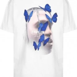 Мъжка тениска в бял цвят Mister Tee Le Papillon