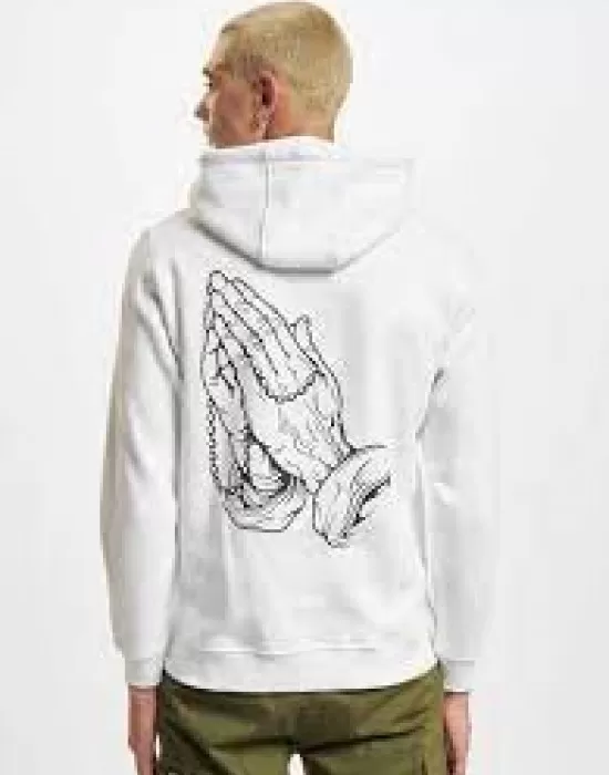 Мъжки суичър с качулка в бял цвят Mister Tee Pray Hands, Суичъри - Hoodstyle.bg