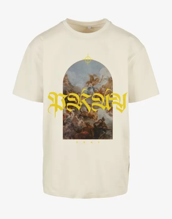 Мъжка тениска в цвят екрю Mister Tee Pray Painting, Тениски - Hoodstyle.bg