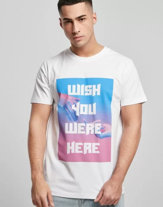 Мъжка тениска в бял цвят Mister Tee Wish you were here Tee white, Тениски - Hoodstyle.bg