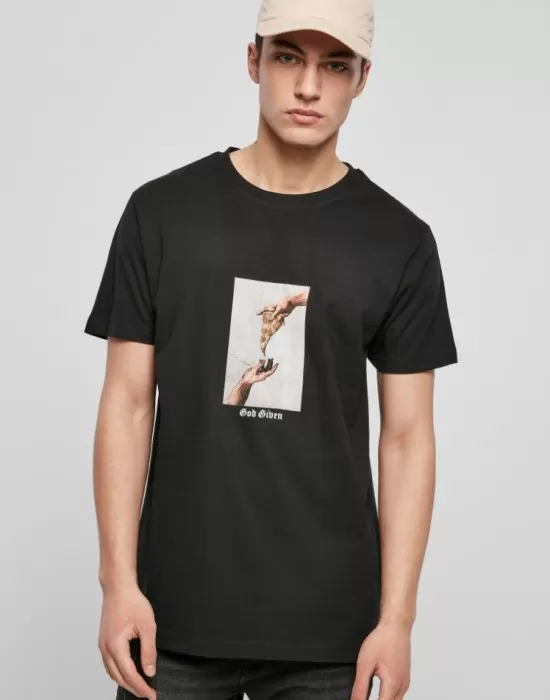 Мъжка тениска в черен цвят Mister Tee God Given Pizza Tee black, Тениски - Hoodstyle.bg