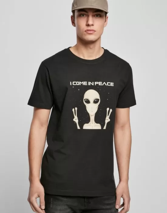 Мъжка тениска в черен цвят Mister Tee I Come In Peace Tee black, Тениски - Hoodstyle.bg