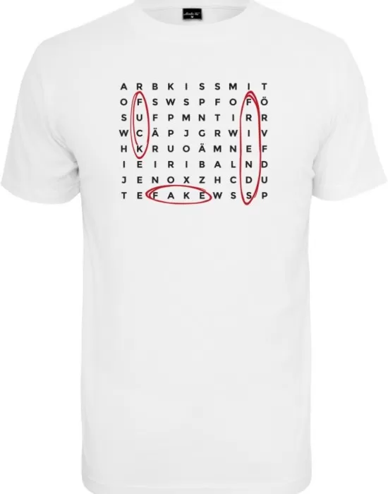Мъжка тениска в бял цвят Mister Tee Crossword, Тениски - Hoodstyle.bg