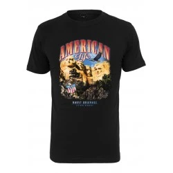 Мъжка тениска в черен цвят Mister Tee American Life Mount Roushmore 