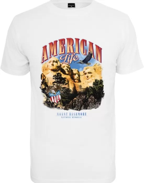 Мъжка тениска в бял цвят Mister Tee American Life Mount Roushmore, Тениски - Hoodstyle.bg