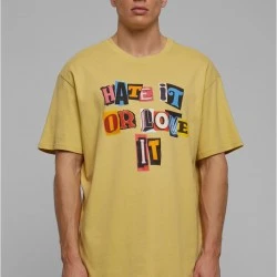Мъжка тениска в жълт цвят Mister Tee Hate it or Love it Oversize