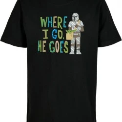 Детска тениска в черен цвят Mister Tee Mandalorian Where I Go 