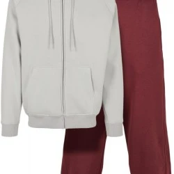 Мъжки изчистен анцуг с качулка Urban Classics Blank Suit в светлосиво и тъмночервено
