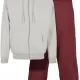 Мъжки изчистен анцуг с качулка Urban Classics Blank Suit в светлосиво и тъмночервено, Анцузи - Hoodstyle.bg