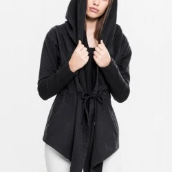 Дамска жилетка с качулка в черен цвят Urban Classics  Ladies Hooded Sweat Cardigan black 