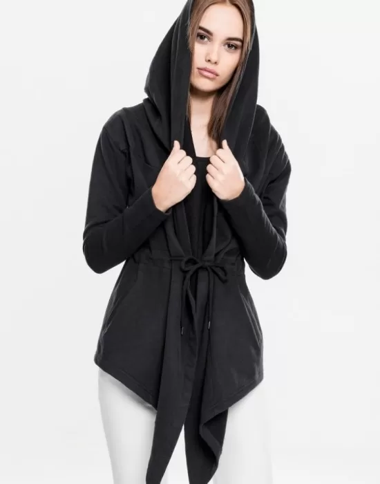Дамска жилетка с качулка в черен цвят Urban Classics  Ladies Hooded Sweat Cardigan black, Жилетки - Hoodstyle.bg