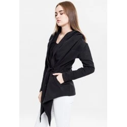 Дамска жилетка с качулка в черен цвят Urban Classics  Ladies Hooded Sweat Cardigan black 