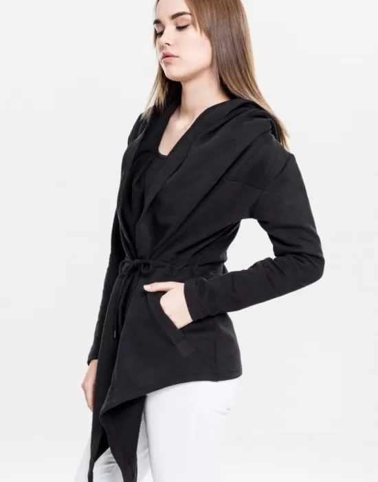 Дамска жилетка с качулка в черен цвят Urban Classics  Ladies Hooded Sweat Cardigan black, Жилетки - Hoodstyle.bg