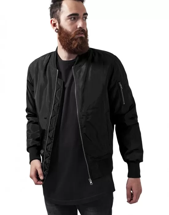 Мъжко черно яке тип бомбър Urban Classics blk/blk, Бомбъри - Hoodstyle.bg