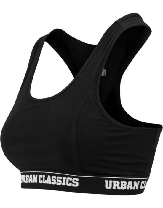 Бюстие в черен цвят URBAN CLASSICS LOGO, Жени - Hoodstyle.bg
