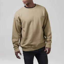 Мъжка блуза в бежово Urban Classics Oversized Open Edge Crew