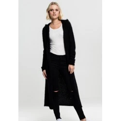 Дамска жилетка в черен цвят Urban Classics Ladies Hooded Feather Cardigan black 