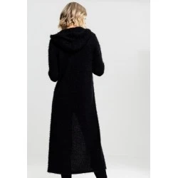 Дамска жилетка в черен цвят Urban Classics Ladies Hooded Feather Cardigan black 