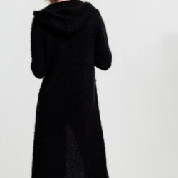 Дамска жилетка в черен цвят Urban Classics Ladies Hooded Feather Cardigan black 