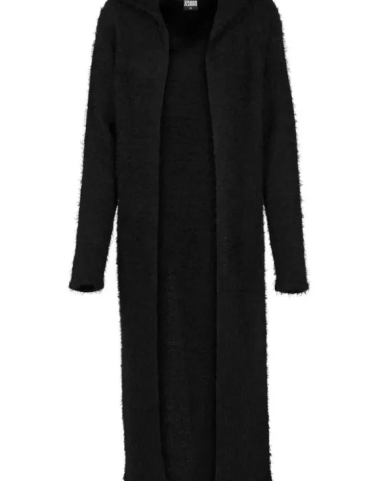 Дамска жилетка в черен цвят Urban Classics Ladies Hooded Feather Cardigan black, Жилетки - Hoodstyle.bg