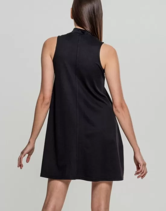 Дамска мини рокля в черен цвят Urban Classics Ladies A-Line Turtleneck Dress black, Рокли - Hoodstyle.bg